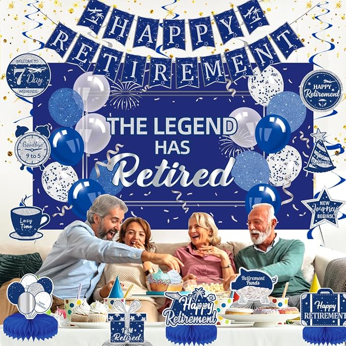 Happy Retirement Party Decorations Men Women, Happy Banner, Hanging Swirls - Image 7