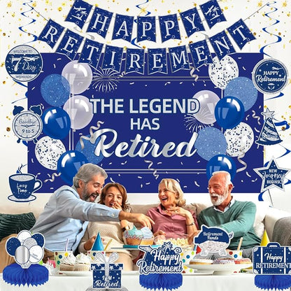 Happy Retirement Party Decorations Men Women, Happy Banner, Hanging Swirls - Image 7