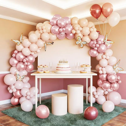 Dusty Pink Gold Balloons, 12 Inch Pastel Pink Metallic Gold Balloons - Image 3