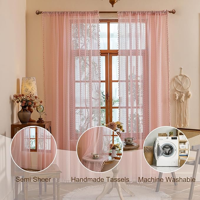 Sutuo Home Boho Sheer Curtains 96 inches Long - Image 3