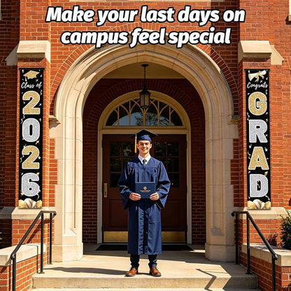 Graduation Decorations 2026, Class of 2026 Banner Congrats Grad | Black Porch - Image 5