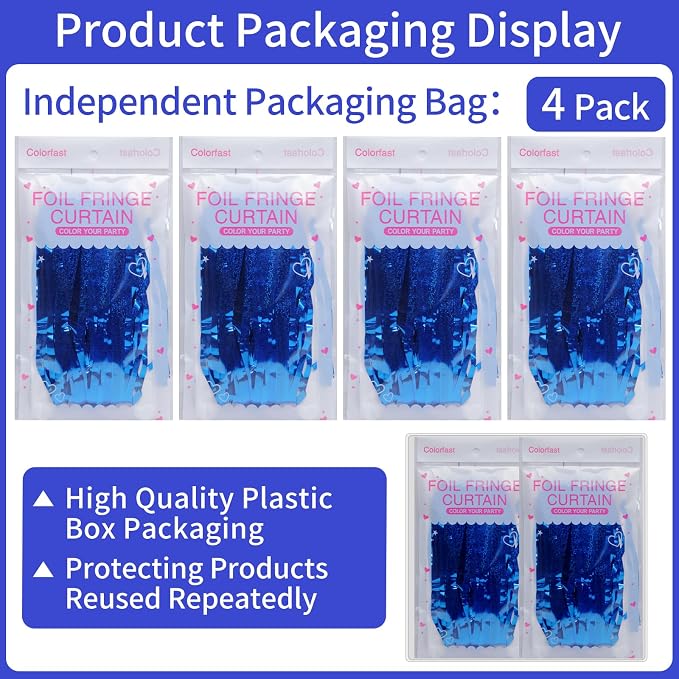 Picoway 4 Pack Foil Fringe Tinsel Backdrop Curtains, Birthday Engagement - Image 2