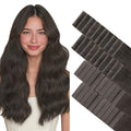 GOO GOO Invisi Edge Tape in Hair Extensions Human Hair, 1C Mocha Brown 20pcs injected with 20pcs classical tape ins, 18inch 100g, Virgin Remy Hair, Natural Look