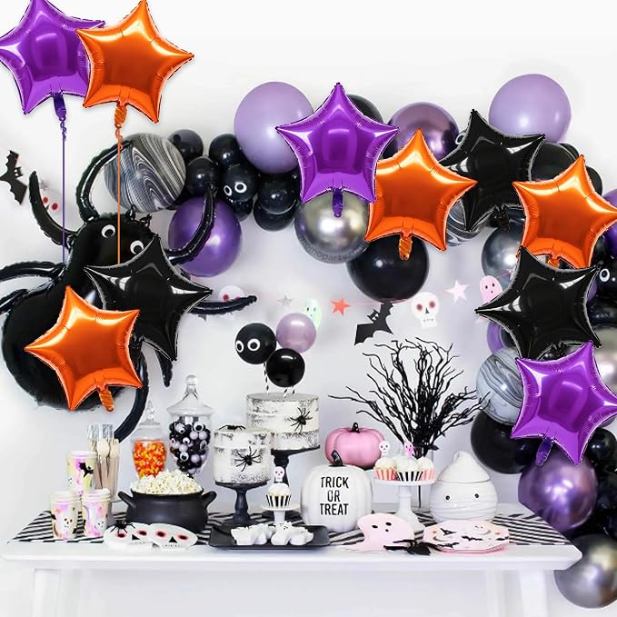 TONIFUL 30 Pcs Star Balloons 18 Inch Large Orange Black Purple Foil Balloon | - Image 4