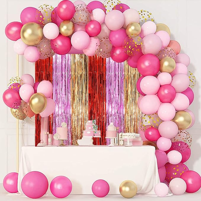 Voircoloria 3 Pack 3.3 x 8.2 ft Valentine Foil Fringe Backdrop Curtains - Image 5