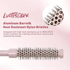 3pcs Small Round Hair Brush for Short Hair - Barrel Hair Brush for Blow Drying, Aluminum Round Brush for Bobs, Bangs, Lobs, Roots, Curling, Pixie Cuts, Straight Hair - Pink