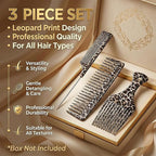 Wide Tooth Comb, Rat Tail Comb & Afro Pick Set, 3 Pcs Leopard Print Detangling Hair Combs for Curly Hair Wet Hair & Styling Professional Parting & Volumizing Tools for Women & Men