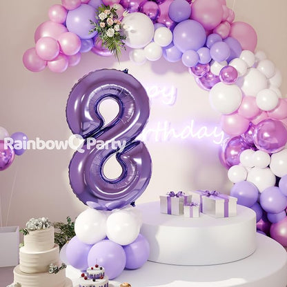 RainbowQ Purple 8 Balloon Number 40 Inch 0-40 Foil Large Balloons | Big Mylar 8 - Image 8