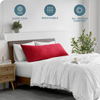 Bare Home Microfiber Body Pillow Cover - Ultra Soft - Cooling Pillowcase - Double Brushed - Pillowcase with Zipper Closure - Easy Care (21''x54'' Body Pillow Cover, Red)