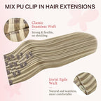 DOORES Clip in Hair Extensions Set 20 Inch 140g, 4pcs Invisi Edge Clip ins and 3pcs Classic Seamless Clip ins, Injected Virgin Real Human Hair Extensions Natural Invisible Straight, #1