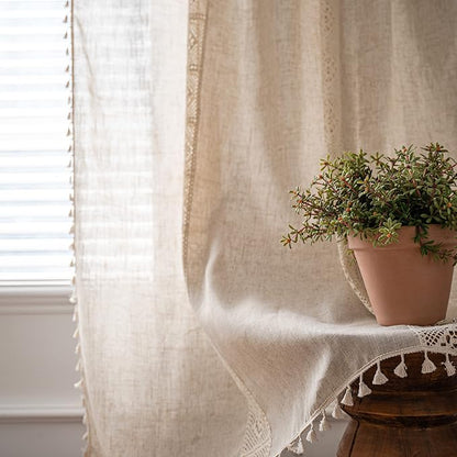 Sutuo Home Boho Curtain Semi-Blackout Crochet Hollow Lace Patchwork - Image 9