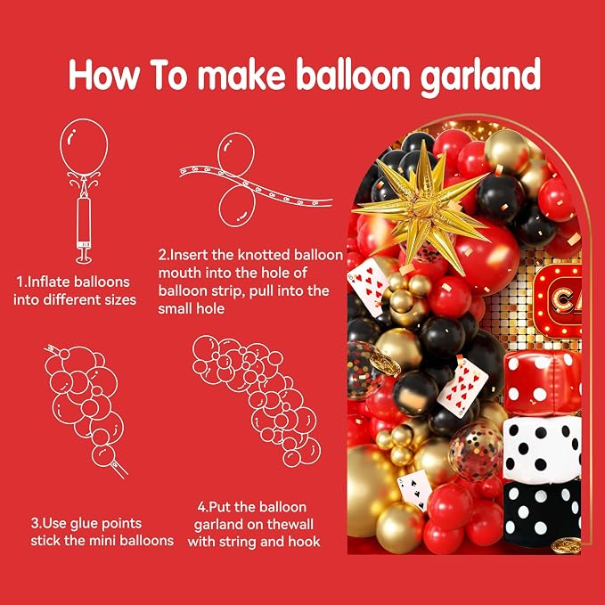 104pcs Casino Party Decorations Balloon Garland Arch Kit - Image 8