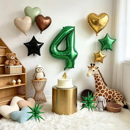 TONIFUL 4th Birthday Balloons Kit 40 Inch Dark Green Large Number 4 Balloon | - Image 3