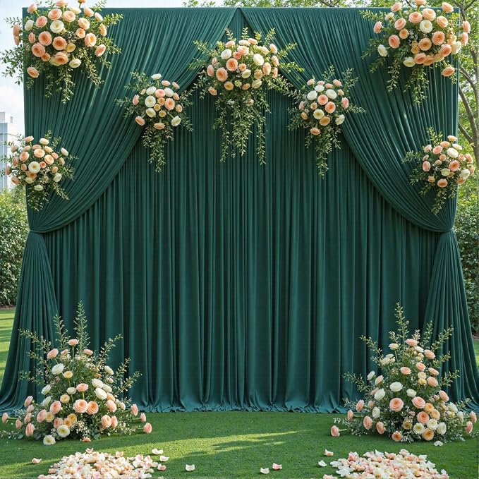 8 Panels Hunter Green Backdrop Curtains - Image 3