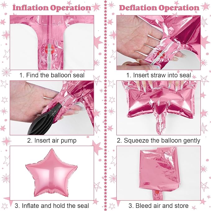 14pcs Pink Blue Silver Star Balloons, Mixed Star Foil Balloon, 22Inch Explosion - Image 7