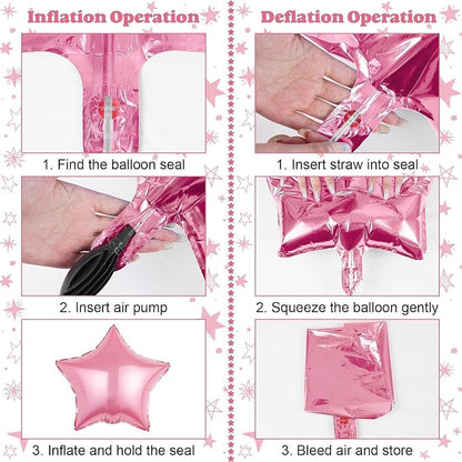 14pcs Pink Blue Silver Star Balloons, Mixed Star Foil Balloon, 22Inch Explosion - Image 7