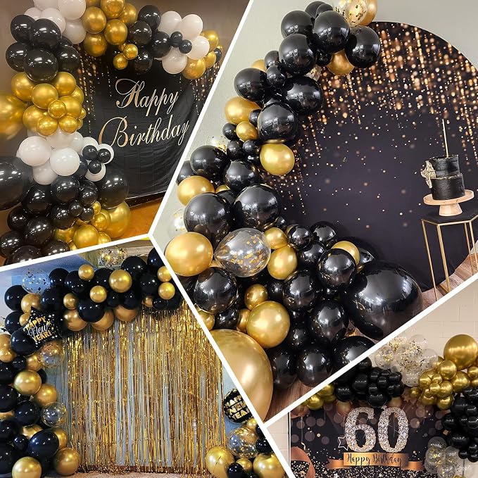 100pcs Black and Gold Balloons 12 Inch Metallic Gold and Black latex Party - Image 3