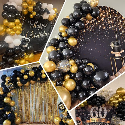 100pcs Black and Gold Balloons 12 Inch Metallic Gold and Black latex Party - Image 3
