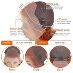 Ginger Wig Human Hair 13x4 Straight Ginger Orange Lace Front Wigs Human Hair HD Transparent Lace Frontal 350 Colored Wig Pre Plucked 180% Density 24inch