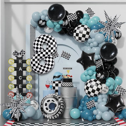 TONIFUL 8th Birthday Balloons Kit 40 Inch Checkered Number 8 Foil Balloon | - Image 6