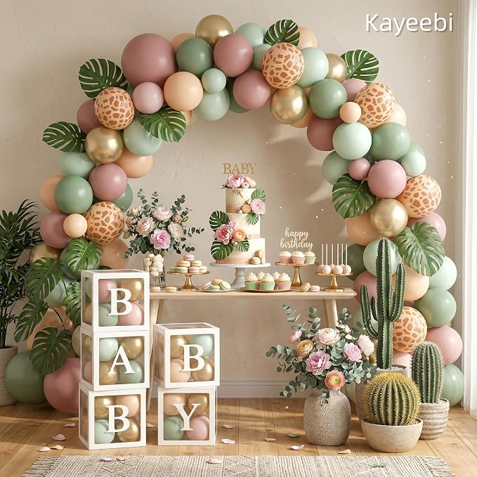 Sage Green Pink Gold Balloons Wild One Birthday Decorations 12inch Light Pink - Image 7