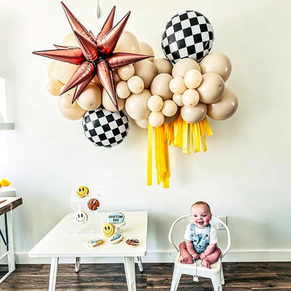 12 Pcs Checkered Balloons, 18 Inch Black and White Checkered Flag Foil Mylar - Image 4