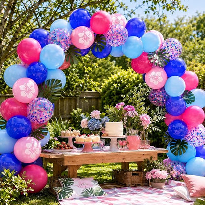 Pink and Blue Balloons, 12 Inch Royal Blue Hot Pink Confetti Balloons - Image 5