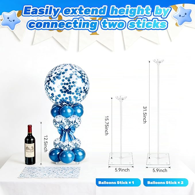 10 Set Balloon Stands for Table Clear 15.75 in Adjustable | Coordinated holders - Image 3