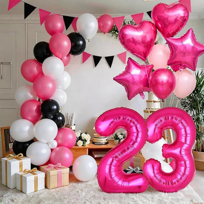 40 Inch Number Balloon Hot Pink 23 Set Pink Theme 23rd Birthday Decor 10Pcs | - Image 4