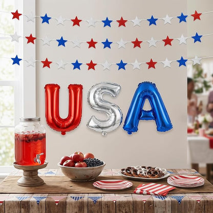 USA Independence Day Banner Garland – Red White and Blue 18 Inch Foil Letter - Image 3