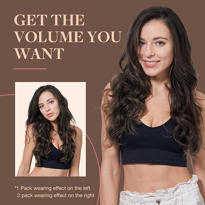 GOO GOO Clip in Hair Extensions Real Human Hair, Remy Human Hair Extensions Clip ins for Women, Natural Human Hair, 18inch 180g 7Pcs, #2 Dark Brown