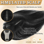 NAYOO Hair Toppers for Women Real Human Hair, 360° Cover Clips in Full Fringe Fake Bangs Hair Pieces for Women Girls Daily Wear(Natural Black)