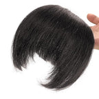Yaki Straight Bangs Hair Extensions for Women Brown Black Synthetic Fringe with Temples Handmade Kinky Straight Bangs Hairpiece with 3 Clips in(2#)