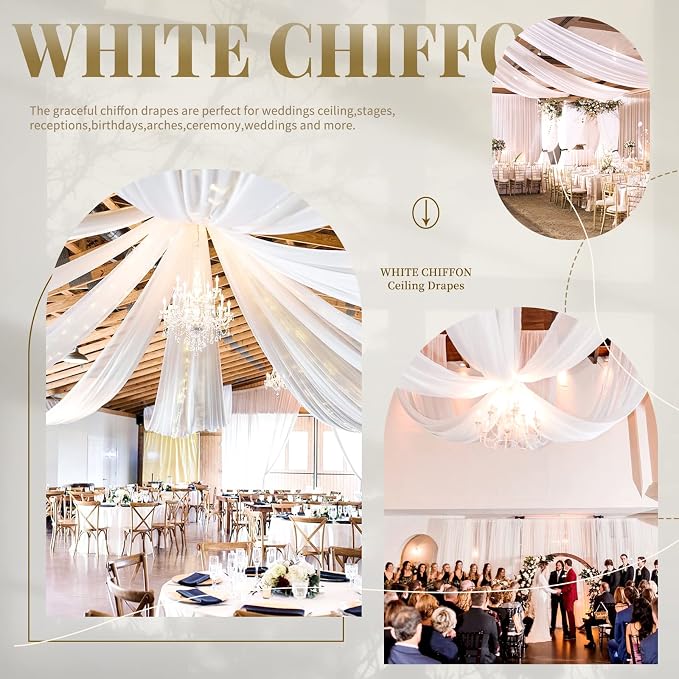 6 Panels White Ceiling Drapes for Wedding Ceiling Drapes 5ftx10ft Wedding Arch - Image 6