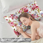Satin Pillowcase 1 Pack-Rose Flower Floral Silky Pillow Cover for Hair and Skin,King Size 20x36 Inch Soft Cooling Printed Pillow Cases with Hidden Zipper,Gifts for Women Men