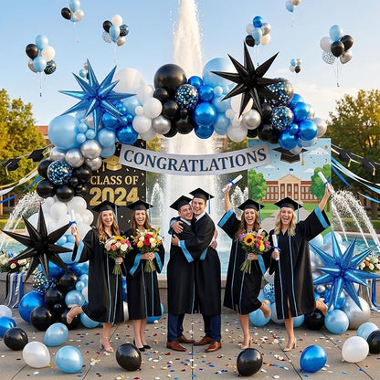 22/27 Inch Blue Black Star Balloons, Cone Spike Balloon, Aluminum Foil Balloon - Image 7