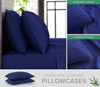 King Pillowcases by Pure Bamboo, Genuine 100% Organic Viscose Derived from Bamboo, Luxuriously Soft & Cooling, Double Stitching, Envelope Closure (2 King Pillowcases, Cobalt Blue)