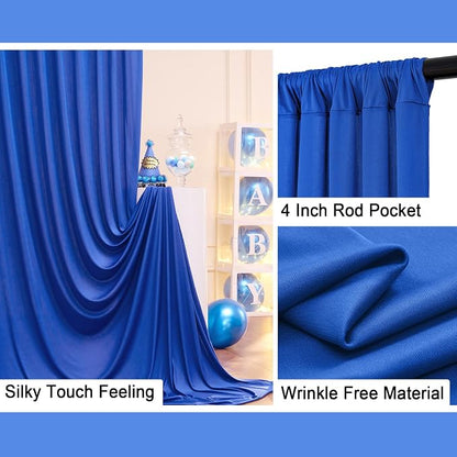 50ft x 10ft Wrinkle Free Royal Blue Backdrop Curtain - Image 4