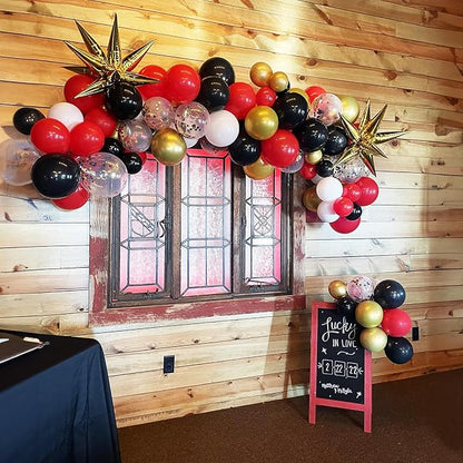 Red and Black Balloon, 60 Packs 12 Inch Red Black and Gold Balloon - Image 6