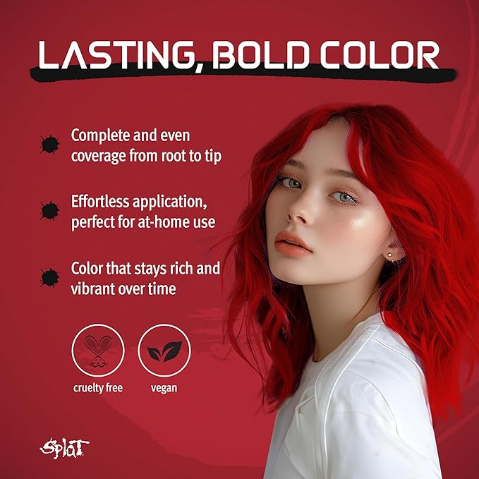 Splat Luscious Raspberries Semi Permanent Hair Dye Kit with Bleach, 1 Application, Includes Red Hair Dye, Oxide & Bleach Powder, Vegan & Cruelty Free Hair Color