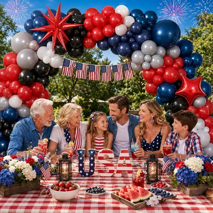 Black Red Blue Balloon Arch Garland Kit, Spider Themed 4th of July Patriotic - Image 6