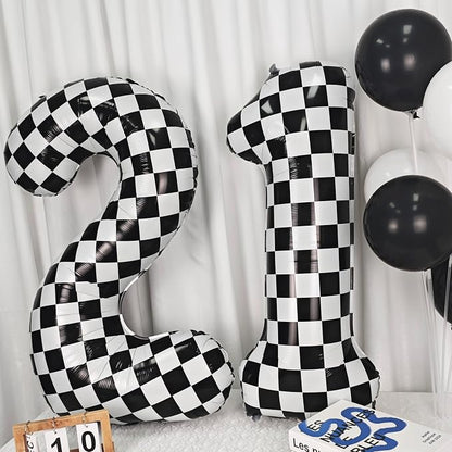 40In Black White Checkered Number 2 Balloon Race Car Digital Foil 2 Balloon | - Image 5