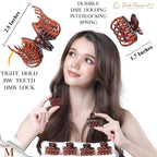 RC ROCHE 6 Pcs Double Claw Hair Clip Tooth Claw Clip Grip Tooth Jaw Clamps Thin Fine Hair Strong Hold No Slip Undo Clutchers for Women, Small Brown