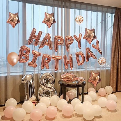 CANREVEL Happy Birthday Banner Decoration + 30pcs Star Balloons, Rose Gold | - Image 5