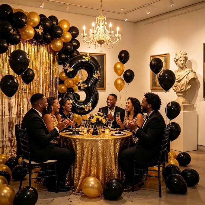 40 Inch Black Number 3 Balloon - Image 5
