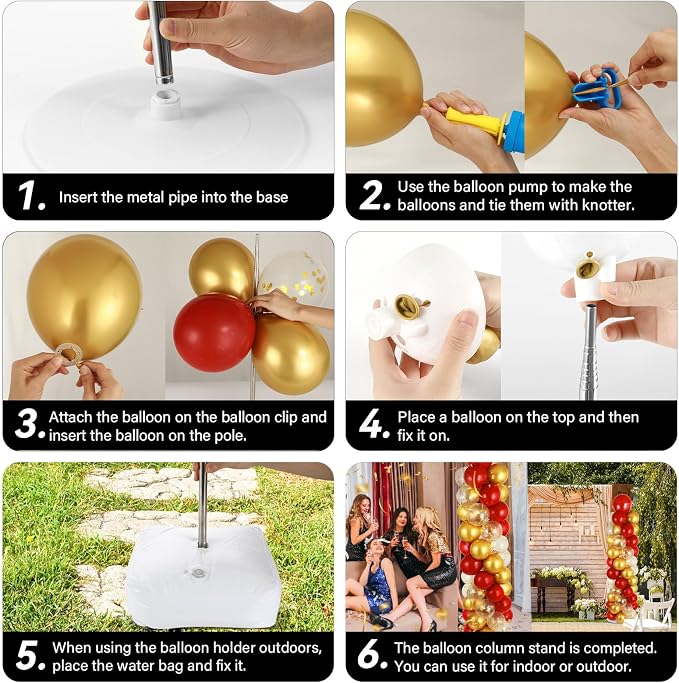 2 Sets Red Gold Balloon Column Stand Kit - Image 5