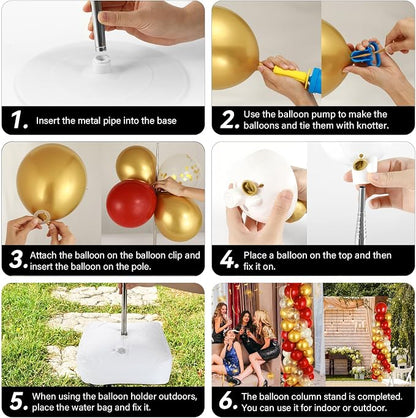 2 Sets Red Gold Balloon Column Stand Kit - Image 5