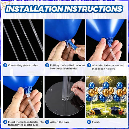 6 Set Navy Blue Gold Balloons Stand Kit - Image 4