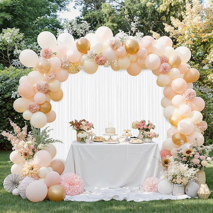 2×8FT-6PCS White Sequin Backdrop Curtains Panels, Photography Backdrop Glitter - Image 3