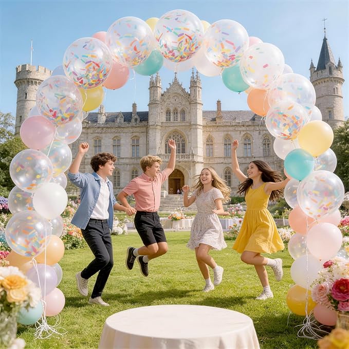 Rainbow Confetti Balloons, 12 Inch Multicolor Candyland Ice Cream Sprinkle - Image 7